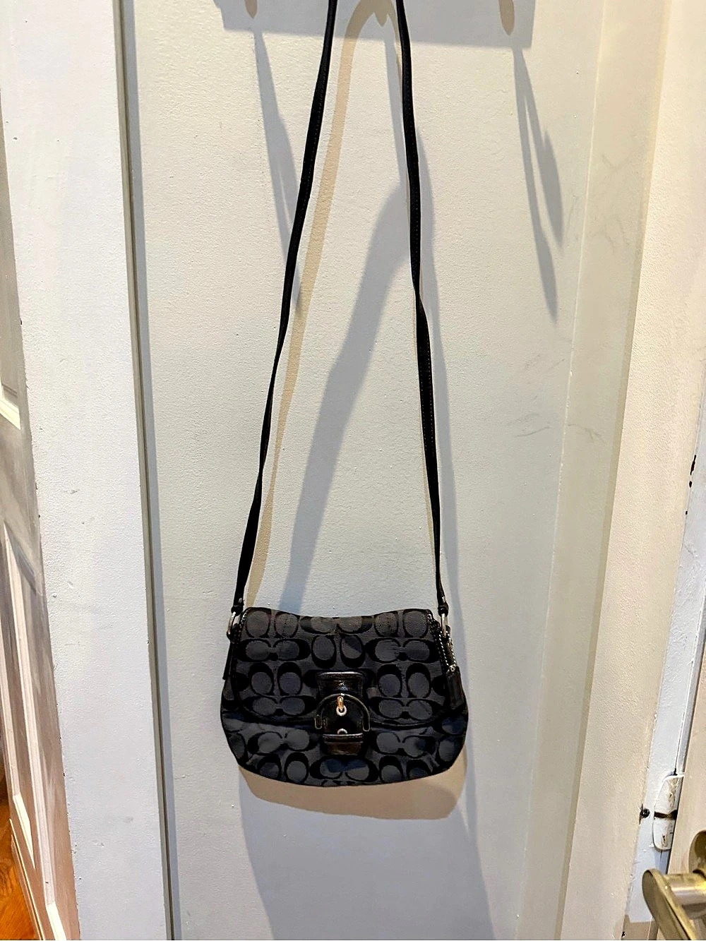 Coach Soho Signature Flap Bag Black Crossbody Bag